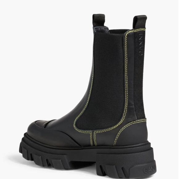 GANNI black Leather Chelsea Boots size EU40/ 9-9.5 Women's. NIB New in Box - Picture 3 of 4